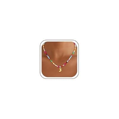 [Maxcate] Maxcate Bubble Colorful Initial Necklaces for Women Girls Kids - Teen Girls Gifts Trendy Bubble Beaded Initial Necklace Cute Letter Birthday Gifts Choker Necklace for Women Girl Kids Jewelry