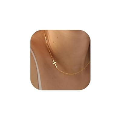 [JNZSSWHJJH] JNZSSWHJJH Easter Basket Stuffers - Cross Necklace for Women 18K Gold Plated Cross Necklace Dainty Gold Necklace for Women Teens Girls Gold Jewelry Easter Religious Christian Gifts