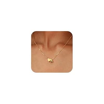 [BAYLAY] BAYLAY Gold Initial Necklaces for Women Girls, 18K Gold Plated Heart Letter Initial Necklace Dainty Gold Necklaces for Women Teen Girl Gifts Trendy Stuff Gold Jewelry Birthday Gifts