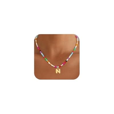 [Maxcate] Maxcate Bubble Colorful Initial Necklaces for Women Girls Kids - Teen Girls Gifts Trendy Bubble Beaded Initial Necklace Cute Letter Birthday Gifts Choker Necklace for Women Girl Kids Jewelry