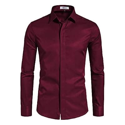 [VANCOOG] VANCOOG Men’s Long Sleeve Casual Solid Fancy Dress Shirts