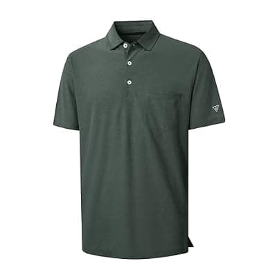 [M MAELREG] M MAELREG Golf Shirts for Men Heather Pocket Lightweight Moisture Wicking Cllared Stretch Mens Polo Shirts Short Sleeve