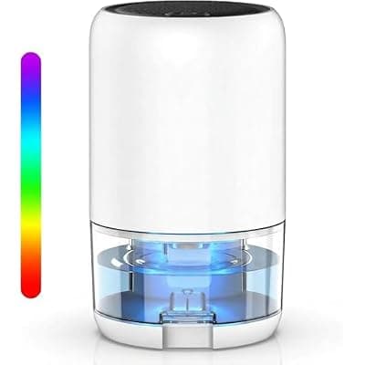 [bicepos] Dehumidifier for Bedroom Closet and RV Camper, Portable Quiet Small Space Dehumidifiers 35oz Water Tank Moisture Absorber for Home Bathroom Up to 250 Sq Ft, 7-Color Night Light & Auto Shut-Off