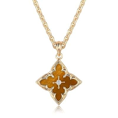 [Fettero] Fettero Gold Clover Necklace for Women Dainty 14K Gold Plated CZ Pendant Necklace Adjustable Chain Choker Charm Colorful Clover Pendant Lucky Necklaces for Women Jewelry