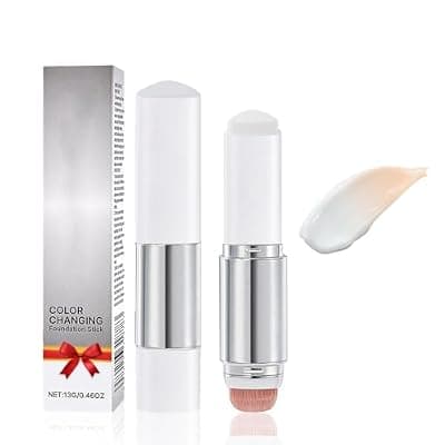 [Ihrlpxkc] Color Changing Foundation Stick - White Foundation for Mature Skin, Korean Makeup with Detachable Brush Moisturizing & Long-lasting Dewy Finish, Primer for Face Before Makeup Even Skin Tone (Ivory)