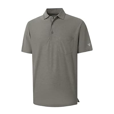 [M MAELREG] M MAELREG Golf Shirts for Men Heather Pocket Lightweight Moisture Wicking Cllared Stretch Mens Polo Shirts Short Sleeve