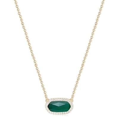 [Tinkbush] Tinkbush Pendant Necklace for Women,14K Gold-Plated Natural Gemstone, 15" with 2.6" Extender,Gift Box Velvet Pouch,Christmas Birthday Party Gift For Women