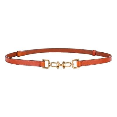 [Tanpie] Tanpie Women Skinny Leather Belt for Dress Adjustable with Gold Buckle for Jeans