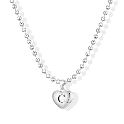 [KISSCLOUD] KISSCLOUD Heart Initial Necklaces for Women 14K Gold Silver Dainty Letter Charm Necklace Cute Bubble Personalized Name Pendant Ball Chain Necklace Non Tarnish Trendy Jewelry Gift