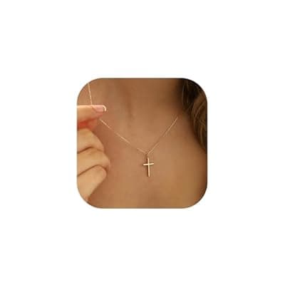 JNZSSWHJJH Cross Necklace for Women - 18K Gold Plated Cross Necklace Dainty Gold Necklace for Women Teens Girls Gold Jewelry Easter Religious Christian Gifts Easter Basket Stuffers