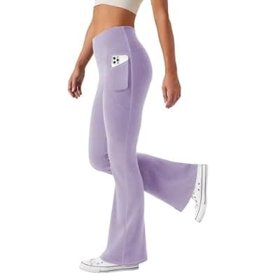 JEKAOYI Women's Flare Yoga Pants with Pockets High Waist Casual Bell Bottom Bootcut Leggings