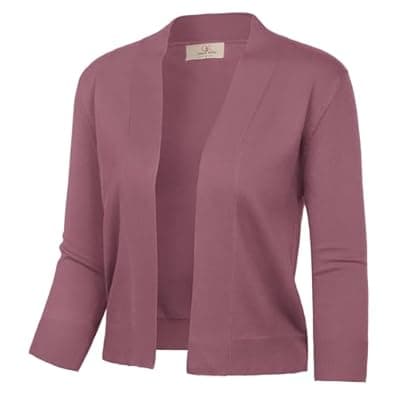 [GRACE KARIN] GRACE KARIN Womens 3/4 Sleeve Knit Cropped Cardigan Sweaters Lightweight Open Front Bolero Shrugs Sweater for Dress