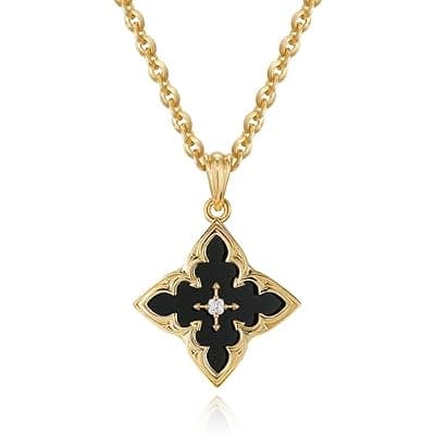 [Fettero] Fettero Gold Clover Necklace for Women Dainty 14K Gold Plated CZ Pendant Necklace Adjustable Chain Choker Charm Colorful Clover Pendant Lucky Necklaces for Women Jewelry