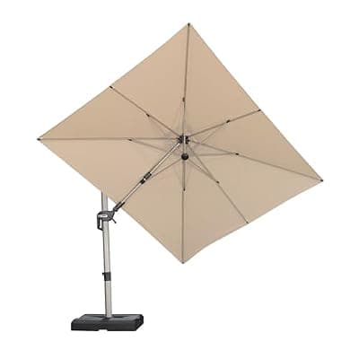 [PURPLE LEAF] PURPLE LEAF 8' X 10' Left-right Tilting Patio Umbrella Outdoor Swivel Cantilever Umbrella Aluminum Offset Umbrella with Champagne Frame and 360-degree Rotation for Garden Deck Pool, Beige