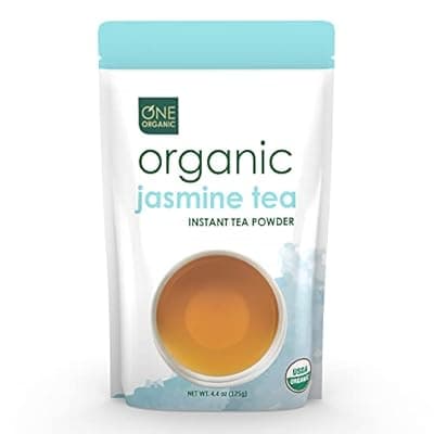 [One Organic] ONE ORGANIC Instant Jasmine Tea Powder - 4.4 oz. - 125 Servings - USDA Certified Organic - 100% Pure - Hot or Iced - Unsweetened