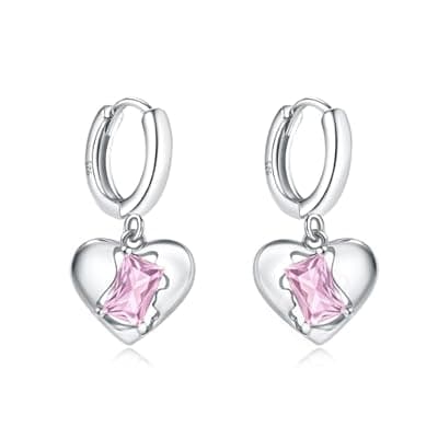 XIUQILAI 925 Sterling Silver Heart Earrings for Women, Dainty Huggie Hoop Fashion Hypoallergenic Small Chunky Stud Earrings Lightweight Love Heart Dangle Jewelry