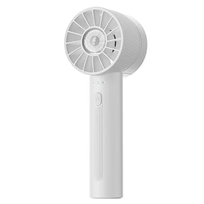 [Coolwill] Coolwill Portable Mini Handheld Turbo Fan, 4 Speed High Velocity Personal Cooling Device [Max 16H], Rechargeable Purse Travel Essential for Vacation/Beach/Trip - White