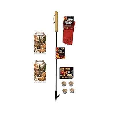 [Camp] EXCURSIONS Journey To Health Fire Pit Poker Set - Fireplace Poker, Gloves and Firestarter Tool Gift Set