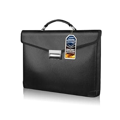 [RERAMDO] RERAMDO Fireproof Document Bag 14.5"X11"X2.5" Fireproof Money Bag for Cash With Lock and Zipper,Fire&Waterproof Storage Organizer Pouch for Valuables,Legal Document,Laptop,Passport,(Black)