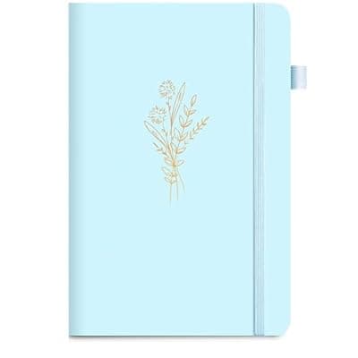 [MINICAGIE] Lined Journal Notebook for Women Cute Leather Journaling Notebooks for Writing 192 Pages A5 Hardcover Aesthetic Floral Diary, 5.7 x 8.3 in, Blue