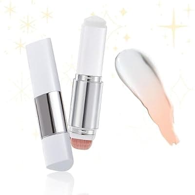 [Ihrlpxkc] Color Changing Foundation Stick - White Foundation for Older Women Moisturizing Dewy Finish, Korean Foundation Stick with Detachable Brush, Primer for Face Before Makeup Even Skin Tone (Natural)