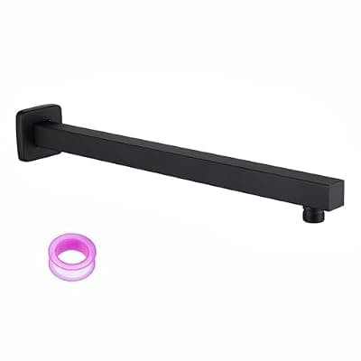 [Aqua Access] Aqua Access 16 Inch Rain Shower Head Extension Arm with Flange, Matte Black, Made of SUS 304 Stainless Steel, Square Shower Arm Wall Mounted, Rainfall Shower Arm for Morden Bathroom