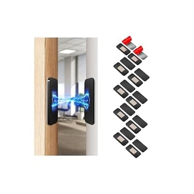 [PHIXBEAR] 10 Pack Black Magnetic Door Catch, Ultra Thin Cabinet Door Magnets, Adhesive Drawer Magnets to Stay Closed, Stainless Steel Cabinet Latch Easy to Install with Double Sided Tape