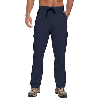 [AGVNG] Men's Hiking Pants UPF 50+ Cargo Quick Dry Water Resistant Elastic Waist Zip Pockets Travel Work Lightweight Running