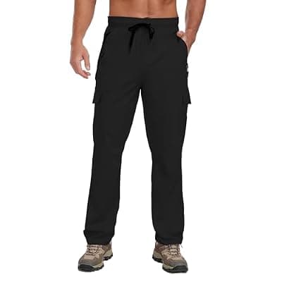 [AGVNG] Men's Hiking Pants UPF 50+ Cargo Quick Dry Water Resistant Elastic Waist Zip Pockets Travel Work Lightweight Running