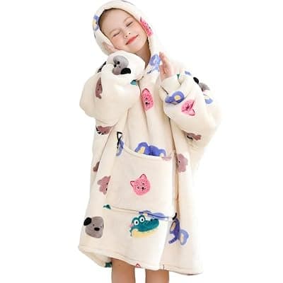 [Aemilas] Aemilas Wearable Blanket Hoodie - Warm Sherpa Blanket Sweatshirt as Gifts for Adult Women Mom Men, One Size Fits All