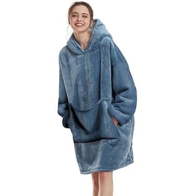 [Aemilas] Aemilas Wearable Blanket Hoodie - Warm Sherpa Blanket Sweatshirt as Gifts for Adult Women Mom Men, One Size Fits All
