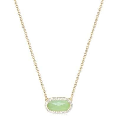 [Tinkbush] Tinkbush Pendant Necklace for Women,14K Gold-Plated Natural Gemstone, 15" with 2.6" Extender,Gift Box Velvet Pouch,Christmas Birthday Party Gift For Women