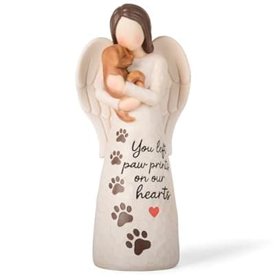 VOFSTAND Affection Angel Embraces Dog, I Love Our Friendship, Gift to Celebrate Loving Pets and Dog Lovers, Sculpted Hand-Painted Figurine