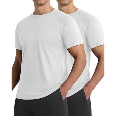 [Barjneel] Barjneel 2 Pack Workout Shirts for Men - Black Casual Quick Dry Moisture Wicking Men's T-Shirts for Gym Running
