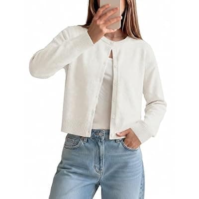 [GRACE KARIN] GRACE KARIN Cropped Cardigan Sweaters for Women Long Sleeve Crew Neck Open Front Jackets Y2K Fall Fashion Clothes 2026