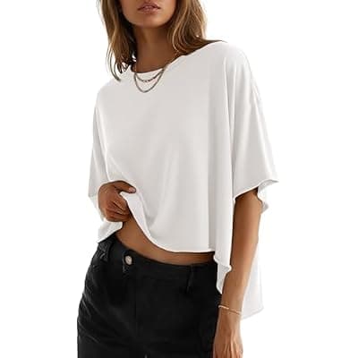 [JINKESI] JINKESI Summer Shirts 2026 Womens Oversized T-Shirts Crew Neck Casual Short Sleeve Loose Basic Tee Tops