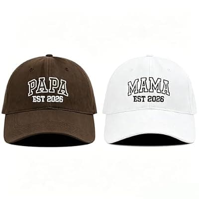 [Skdgih] Est 2026 Family Hats, Embroidered Matching Baseball Caps for New Parents, Cute Pregnancy Announcement Gifts