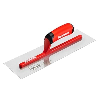 [SKPRO] Goldblatt RED 14'' x 4'' Drywall Trowel with Lightweight Magnesium Shank, Stainless Steel Soft Grip Handle Finishing Masonry Trowel for Plastering, Wallboard, Concrete