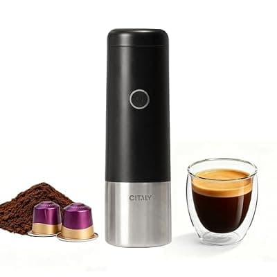 [CITALY] CITALY Portable Espresso Machine, Self-Heating Travel Coffee Maker with Double-Walled SUS316 Cup,20 Bar Patented Hydraulic System,PD 3.0 Fast Charge,Cold Brew Mode,for Ground Coffee&NS Capsules,Black