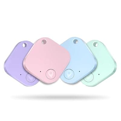 [KZO] Bluetooth Tracker Tag with Extra Battery, Work with Apple Find My (iOS Only, Not for Android), Item Finder for Keys, Backpack, Suitcase, Wallet, Luggage, Black (Colorful, 4 Pack)