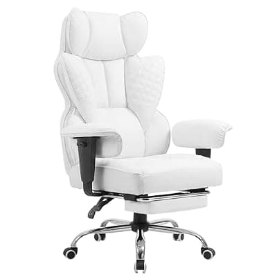 [COMHOMA] COMHOMA Desk Office Chair Big and Tall Office Chairs Ergonomic Gaming Chairs with Wide Seat Leather High Back Chair with Foot Rest Adjustable Armrests Pocket Spring Lumbar Support