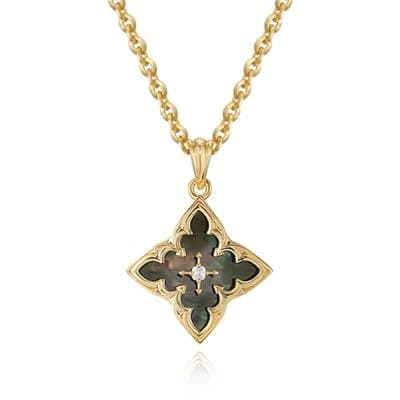[Fettero] Fettero Gold Clover Necklace for Women Dainty 14K Gold Plated CZ Pendant Necklace Adjustable Chain Choker Charm Colorful Clover Pendant Lucky Necklaces for Women Jewelry