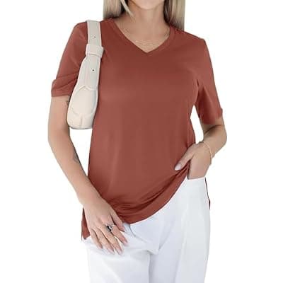 [GAYHAY] GAYHAY Womens V Neck T Shirts Oversized Loose Fit Short Sleeve Tops Casual Summer Vacation 2025