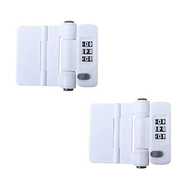 [IUEYOK] Refrigerator Lock - 2 Pack Fridge Lock for Refrigerator Cabinets Drawers, Combination Fridge Cabinet Locks, Safety Locks, Adhesive No Tools Needed