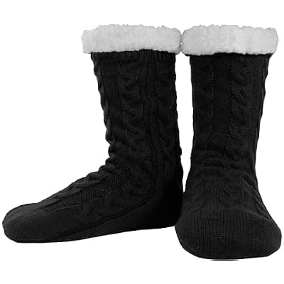 [BenSorts] BenSorts Men Fuzzy Slipper Socks with Grippers Non Slip Indoor House Socks Christmas Gifts