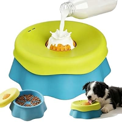 [Foosunzy] Slow Feeder Dog Bowls for Liquid Treats with Rolling Ball Silicone Interactive Dog Lick Bowl for Bone Broth & Wet Food Anti-Slip Lick Mat