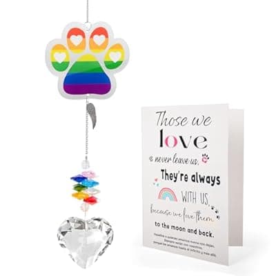 VOFSTAND Pet Memorial Suncatcher, Dog Memorail Gifts of Loss Dogs and Cats with Sympathy Card