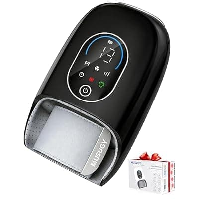 [Musugy] Musugy Hand Massager with Heat and Compression : Full Hand and Wrist Comfort Massage - 6 Modes & 6 Intensity with Touchscreen Control - for Daily Relaxation (Black)