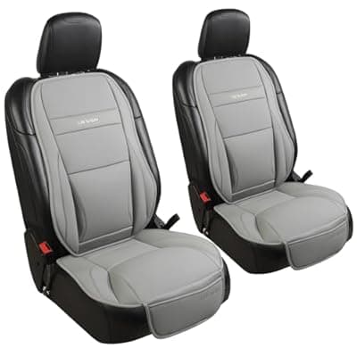 [Gripure] Gripure Car Seat Cover Protector for Front Seats – Waterproof, Breathable Faux Nappa Leather, Airbag Compatible, Dual Support for Waist & Legs, Universal Fit for Sedans, SUVs, Pickups (2pcs, Gray)