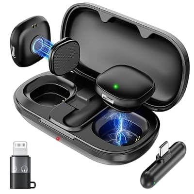 [JTTSO] JTTSO Magnetic Wireless Lavalier Microphone for iPhone 16 15 14 Pro Max Android Camera, 2-Person Plug-Play AI Noise Canceling Mic, 48kHz Hi-Fi for TikTok YouTube Vlog Recording, 40H Battery Case